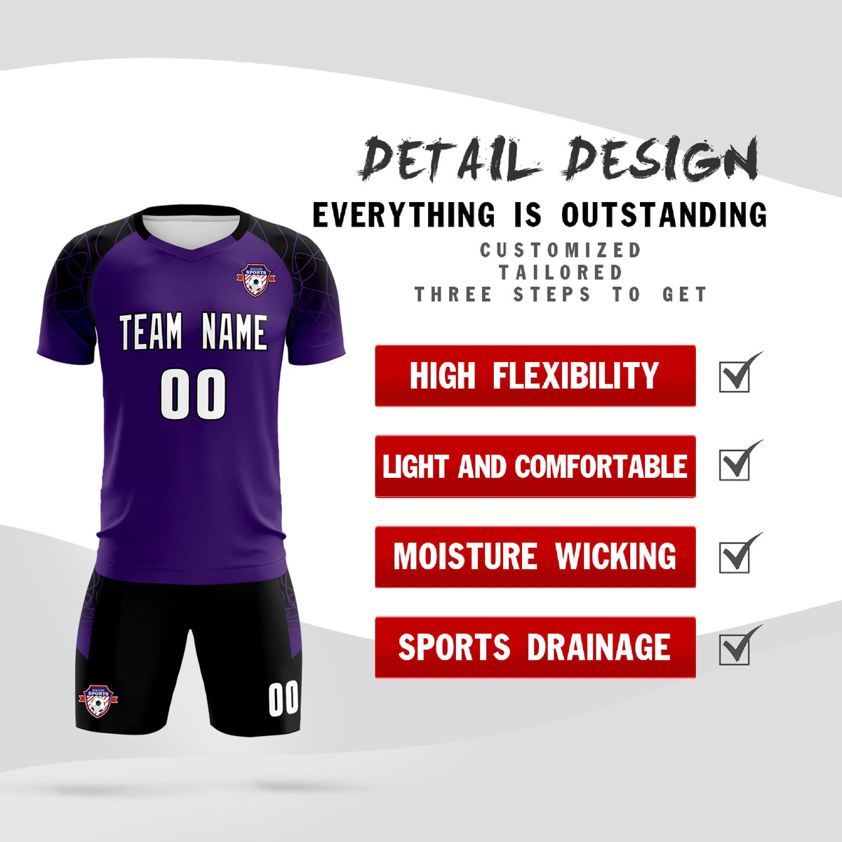 Custom Purple Classic Football Training Kit Jersey For Adults/Kids