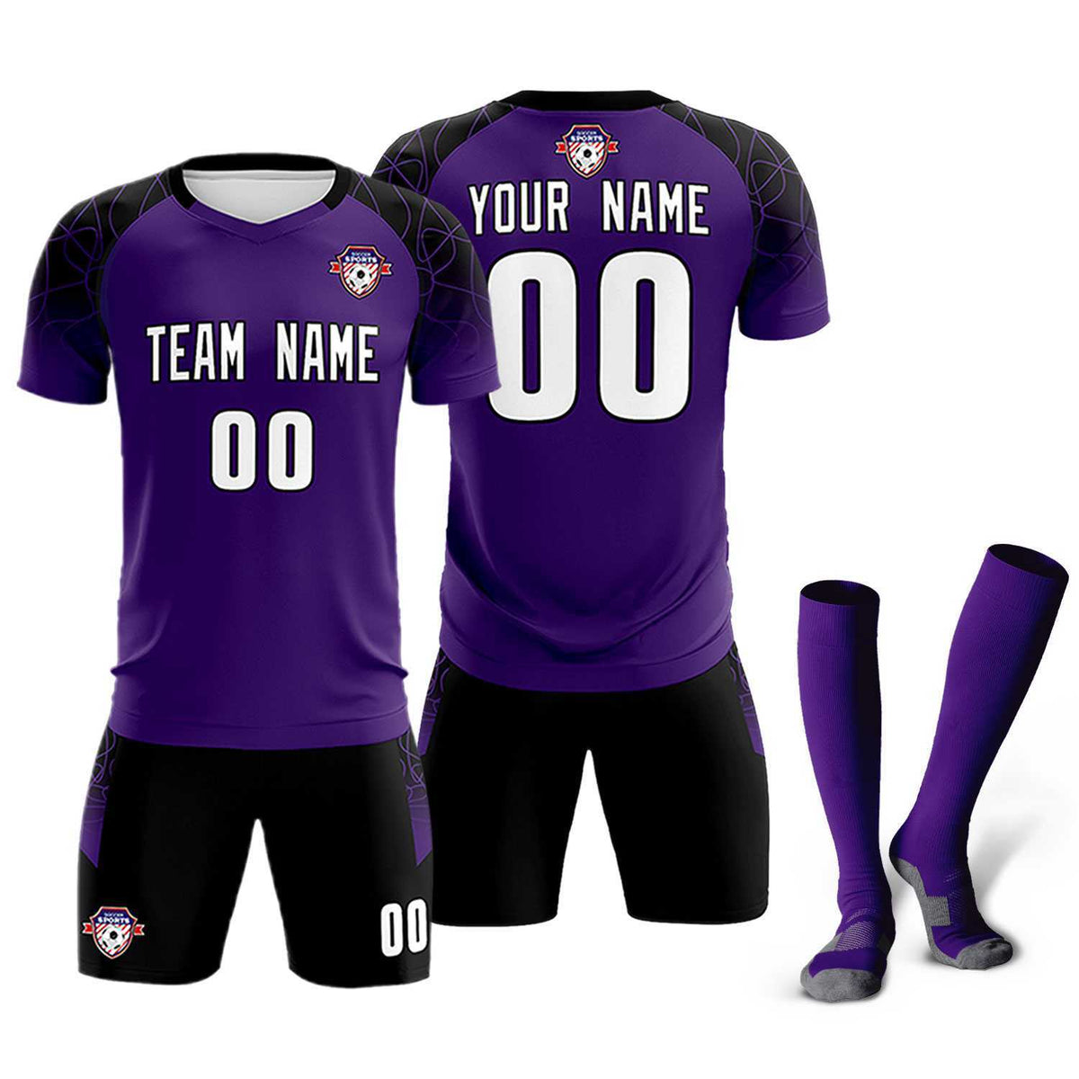 Custom Purple Classic Football Training Kit Jersey For Adults/Kids
