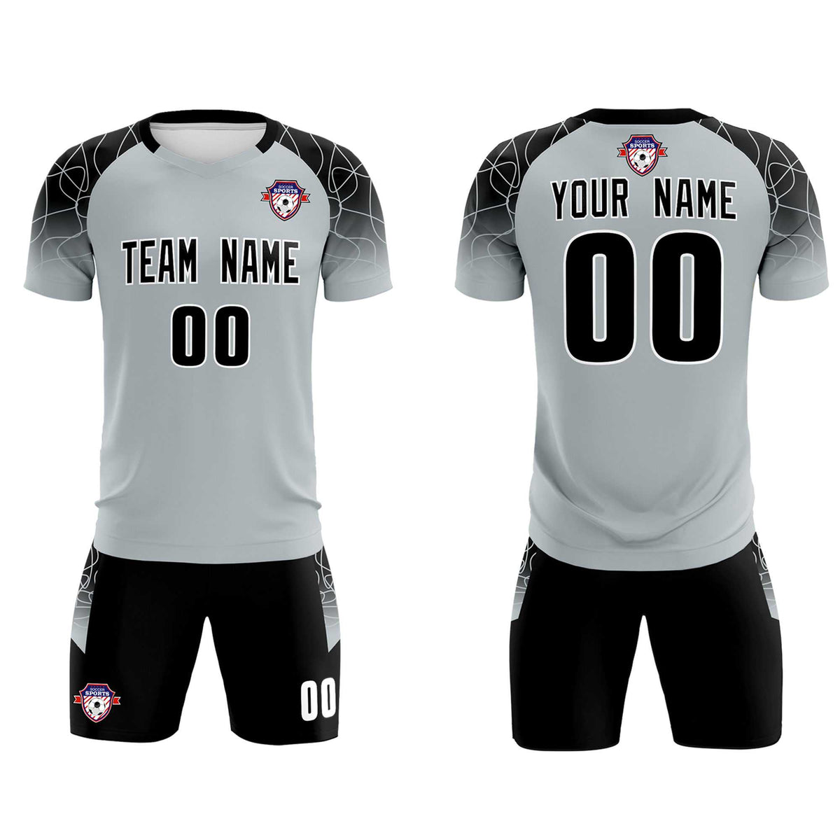 Custom Silver Classic Football Training Kit Jersey For Adults/Kids