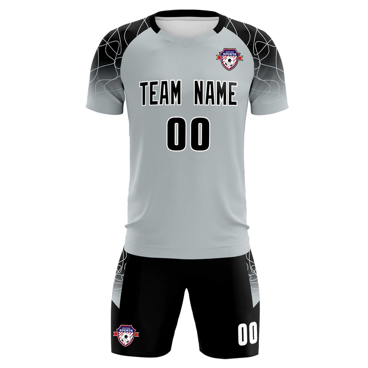 Custom Silver Classic Football Training Kit Jersey For Adults/Kids