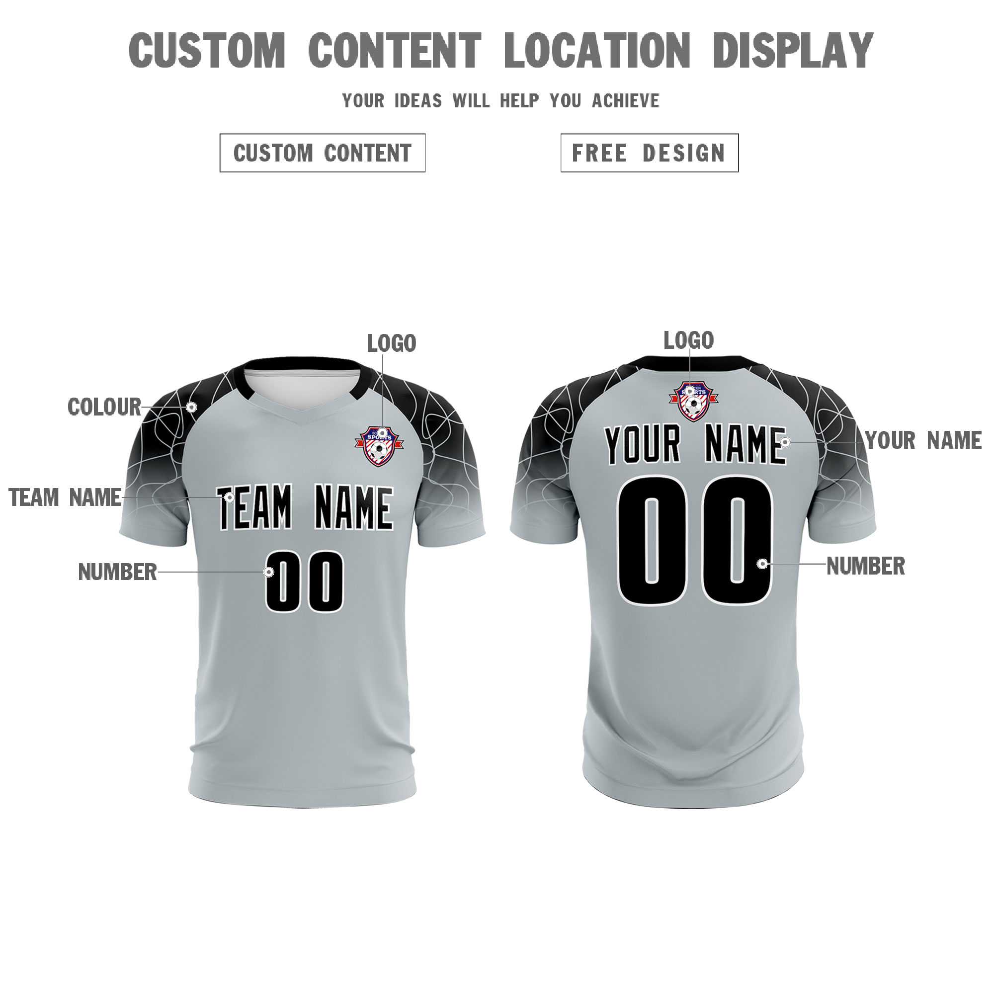 Custom Silver Classic Football Training Kit Jersey For Adults/Kids