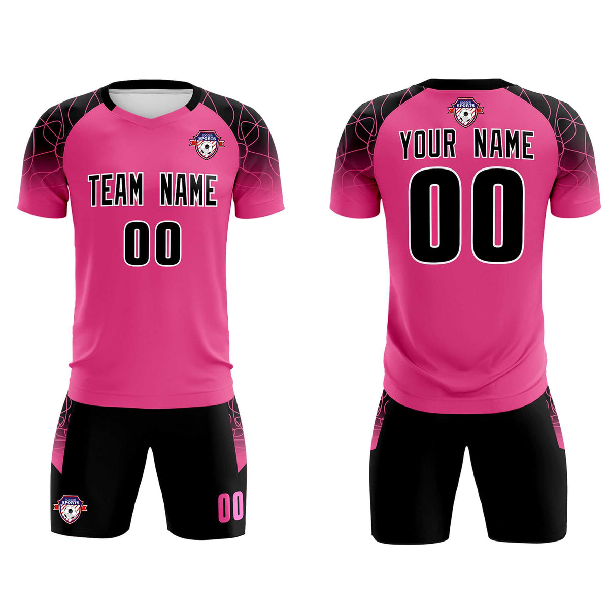 Custom Rose Red Classic Football Training Kit Jersey For Adults/Kids