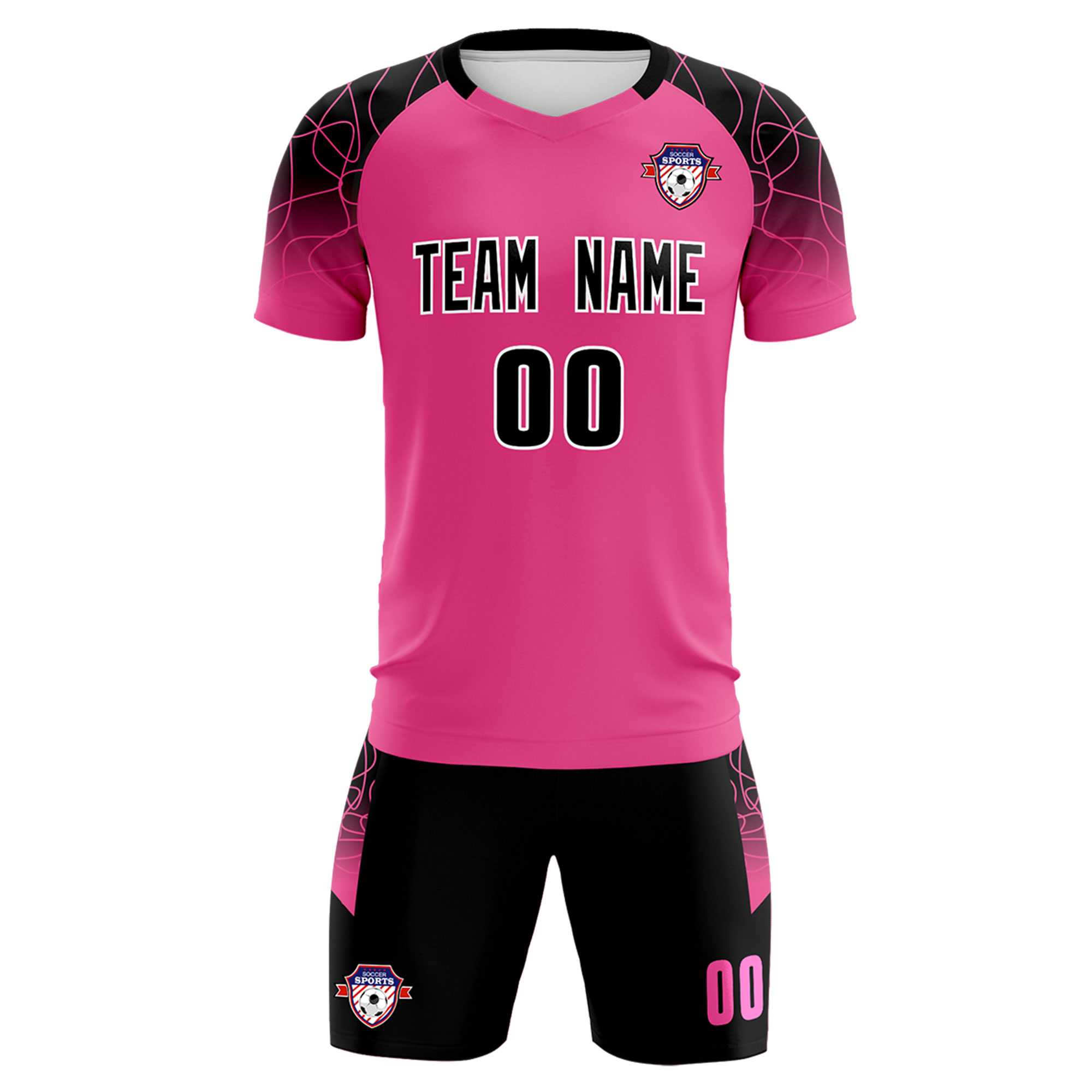 Custom Rose Red Classic Football Training Kit Jersey For Adults/Kids