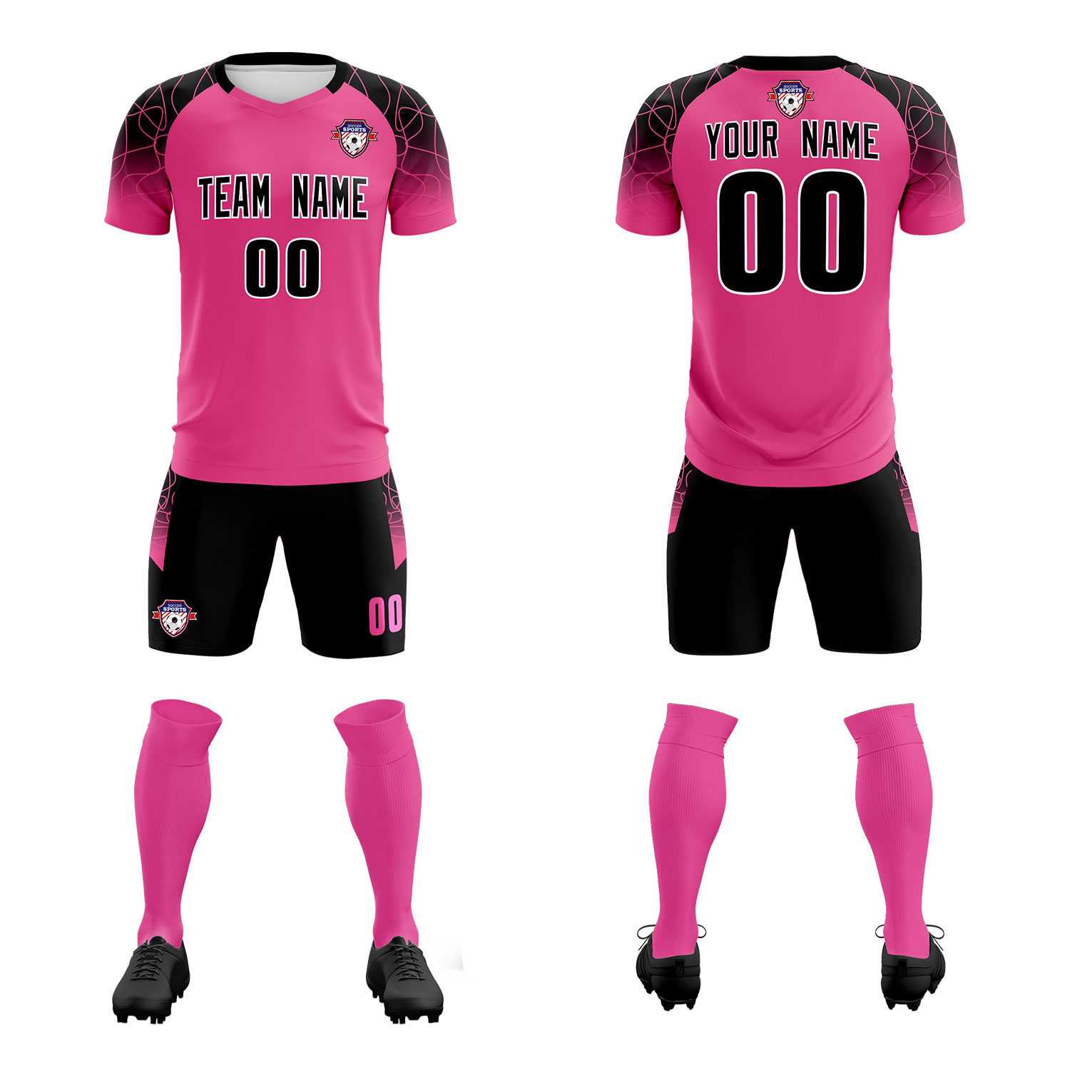Custom Rose Red Classic Football Training Kit Jersey For Adults/Kids