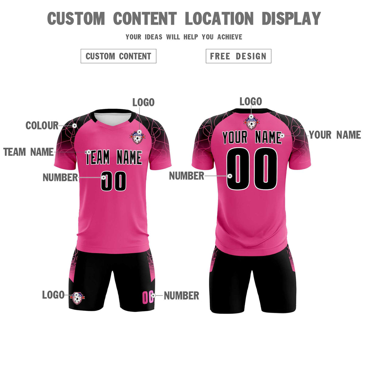 Custom Rose Red Classic Football Training Kit Jersey For Adults/Kids