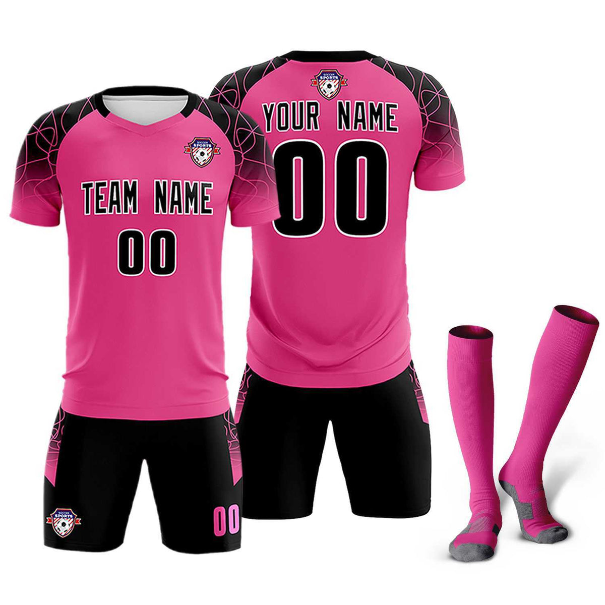 Custom Rose Red Classic Football Training Kit Jersey For Adults/Kids