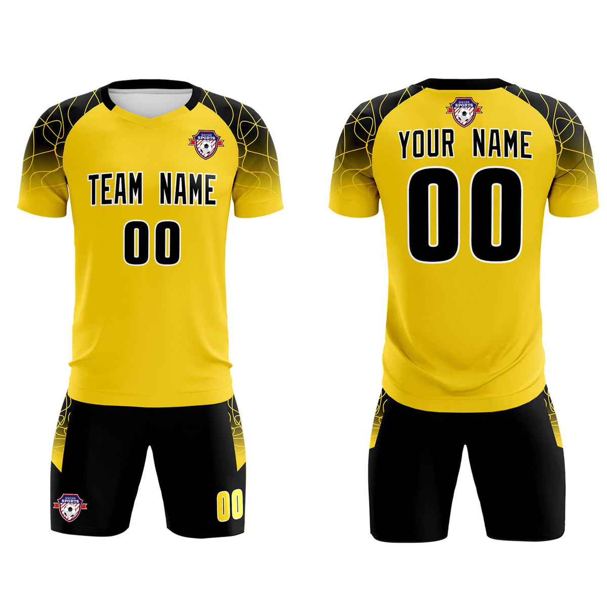Custom Gold Classic Football Training Kit Jersey For Adults/Kids
