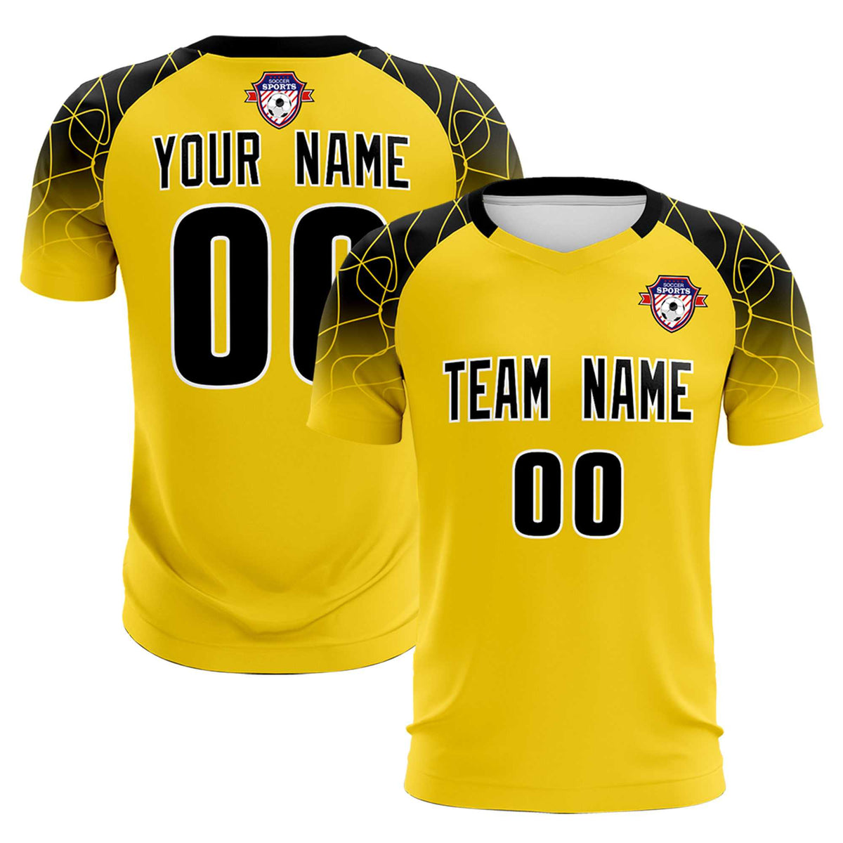 Custom Gold Classic Football Training Kit Jersey For Adults/Kids