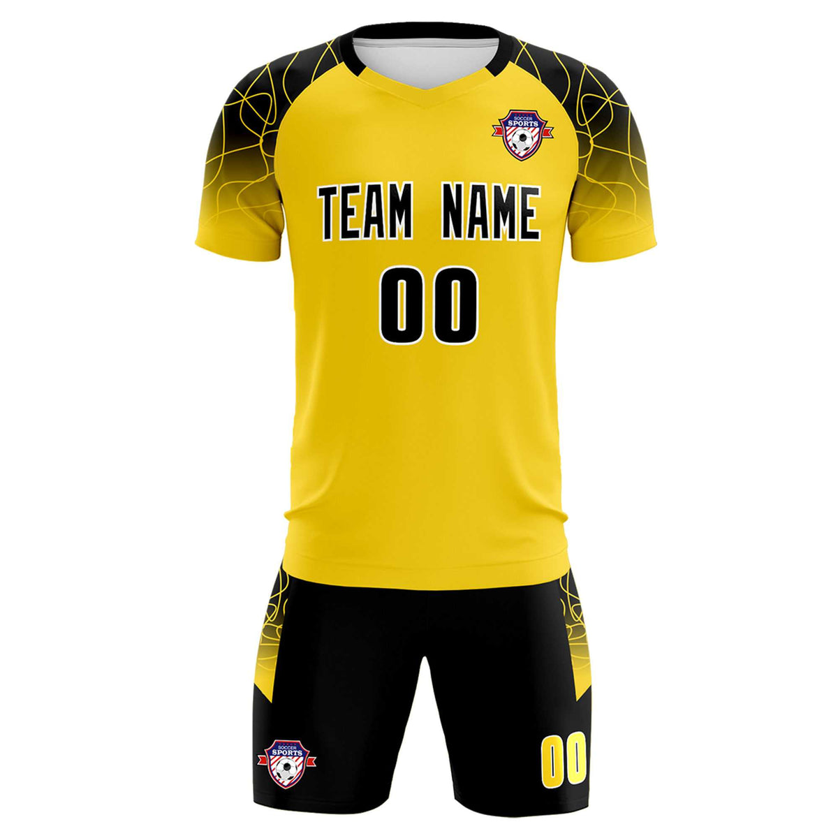 Custom Gold Classic Football Training Kit Jersey For Adults/Kids