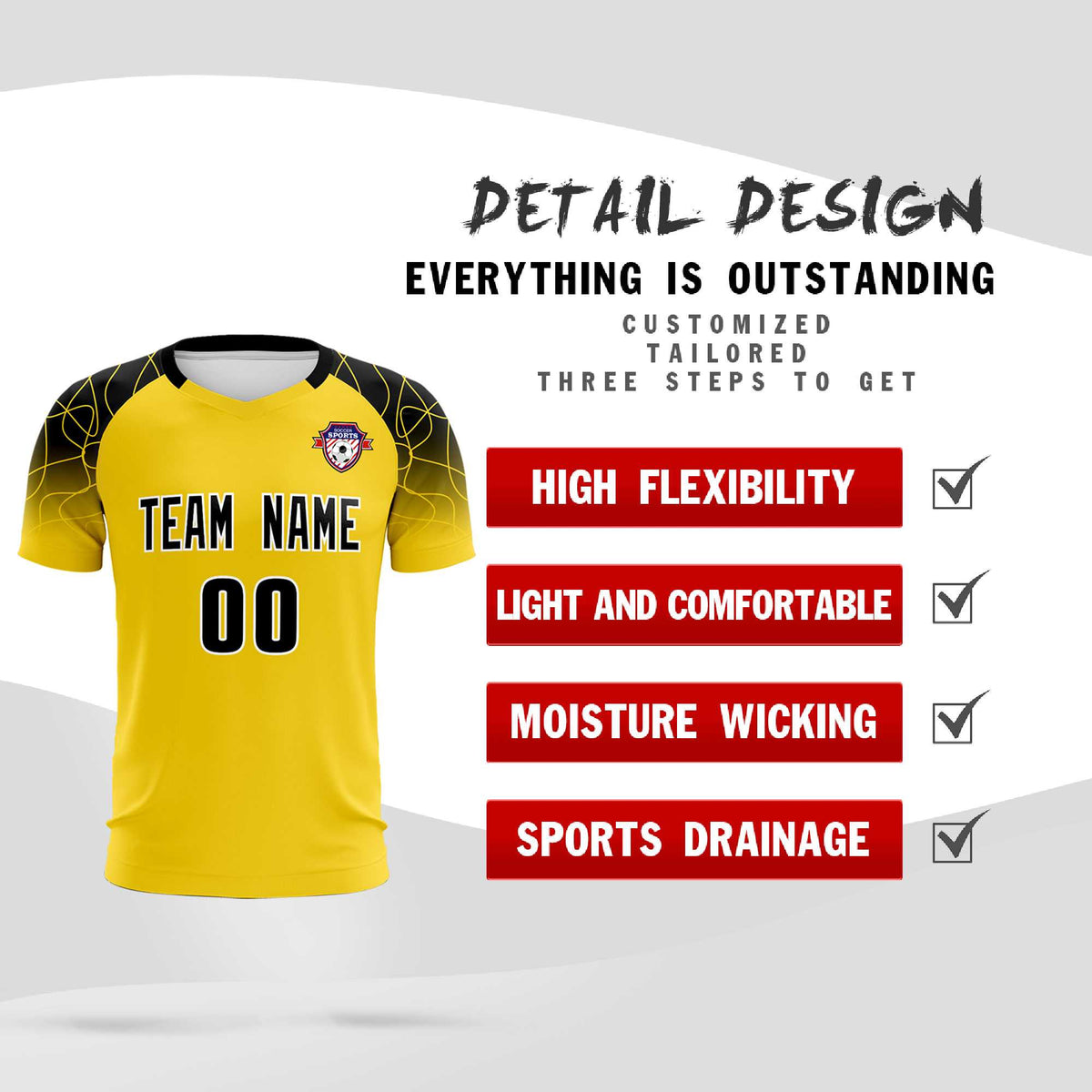 Custom Gold Classic Football Training Kit Jersey For Adults/Kids