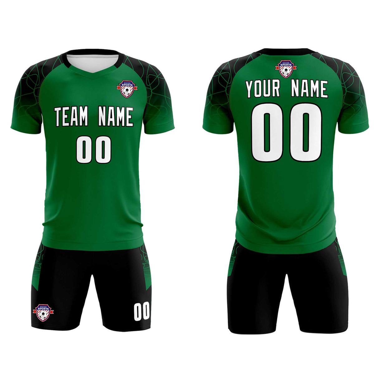 Custom Kelly Green Classic Football Training Kit Jersey For Adults/Kids