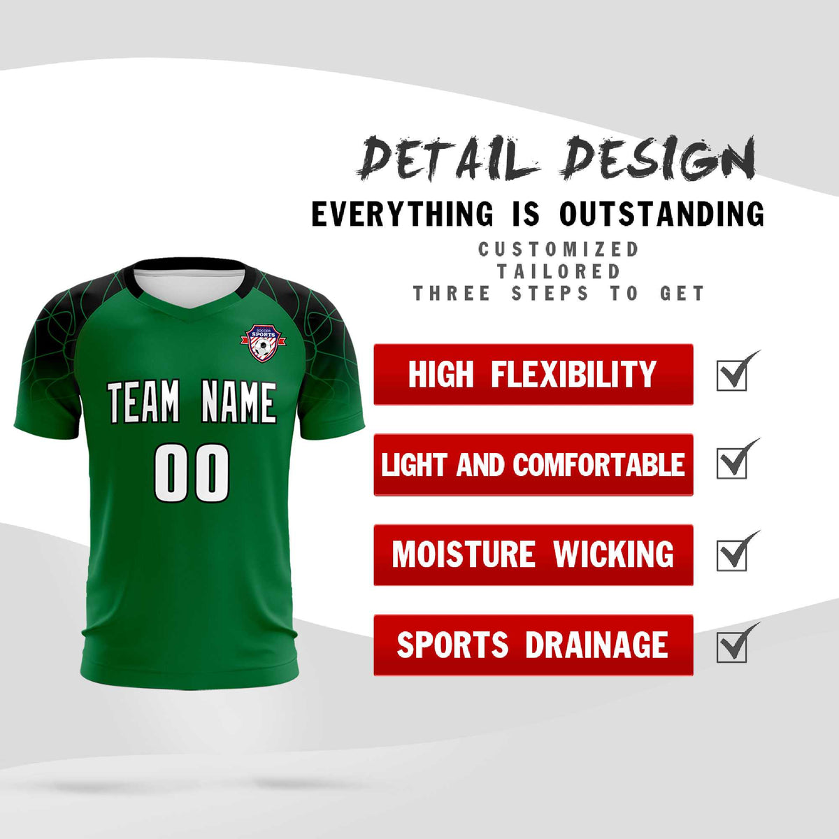 Custom Kelly Green Classic Football Training Kit Jersey For Adults/Kids