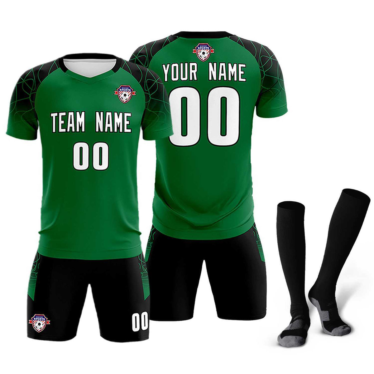Custom Kelly Green Classic Football Training Kit Jersey For Adults/Kids