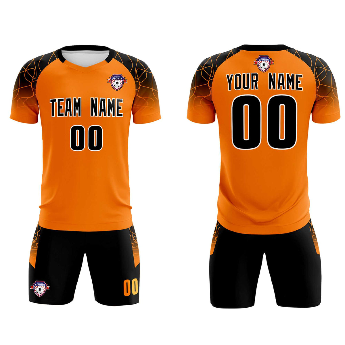 Custom Orange Classic Football Training Kit Jersey For Adults/Kids