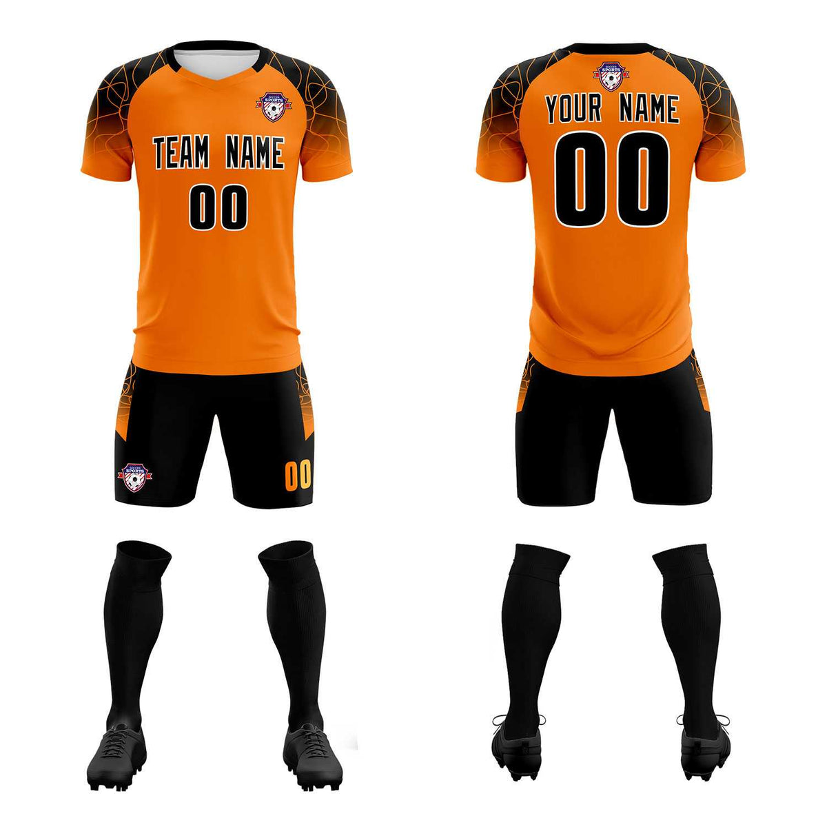 Custom Orange Classic Football Training Kit Jersey For Adults/Kids