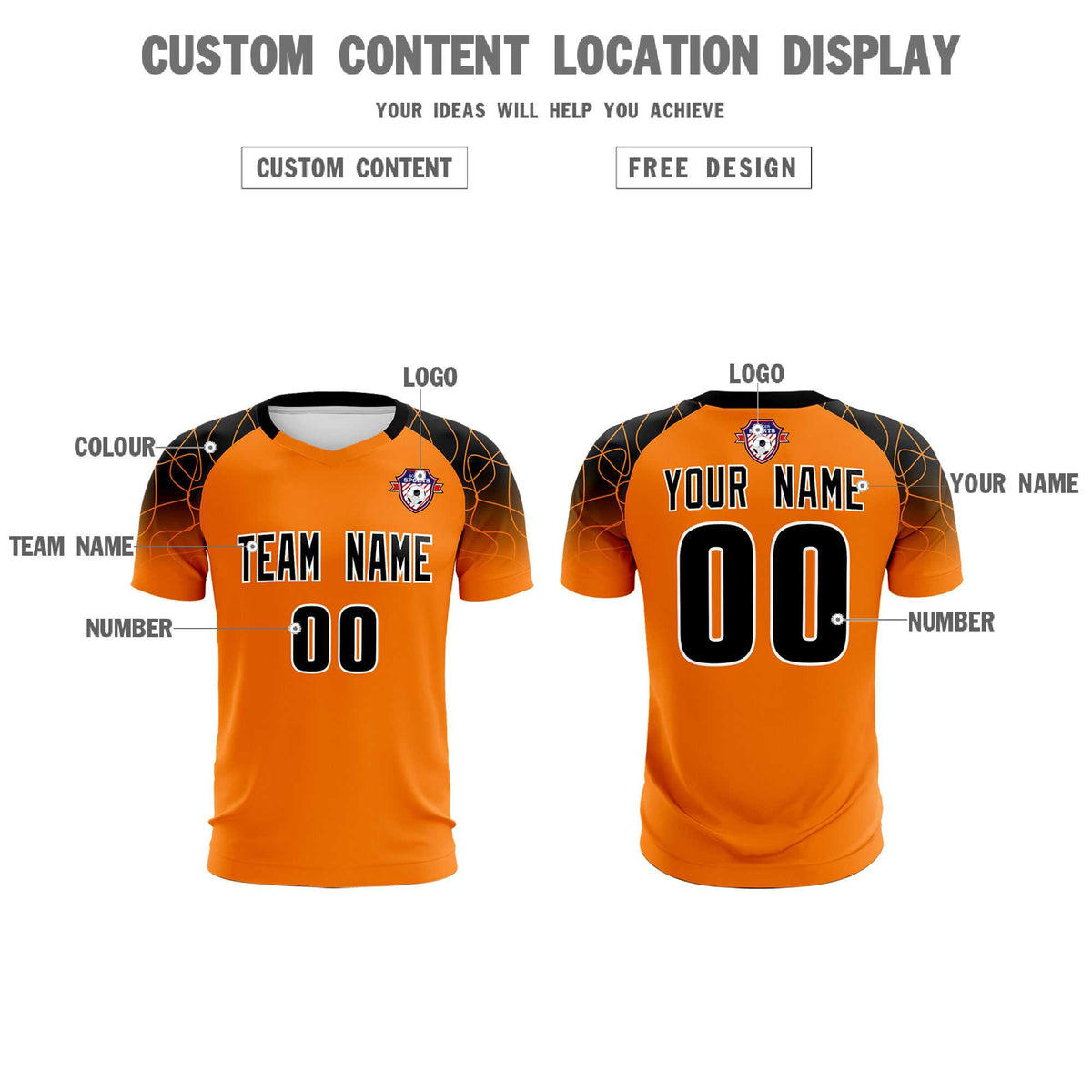 Custom Orange Classic Football Training Kit Jersey For Adults/Kids