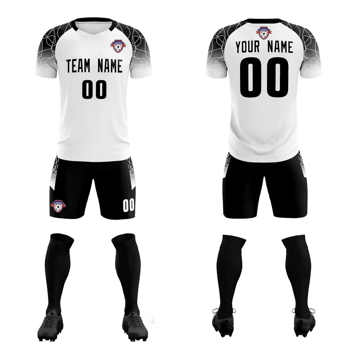 Custom White Classic Football Training Kit Jersey For Adults/Kids