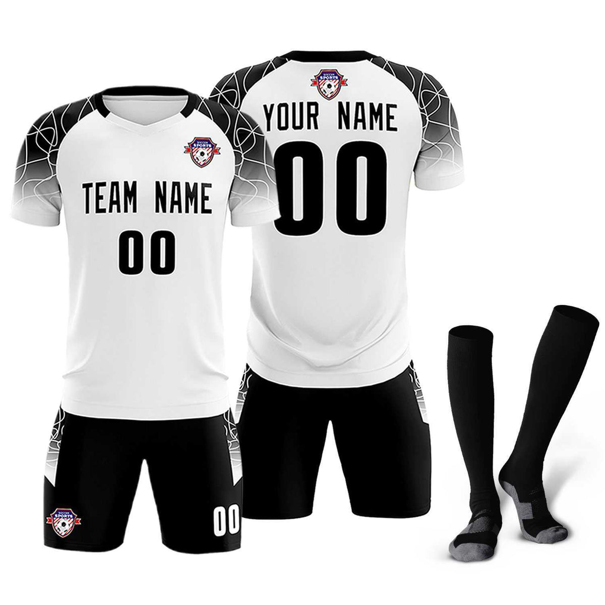 Custom White Classic Football Training Kit Jersey For Adults/Kids