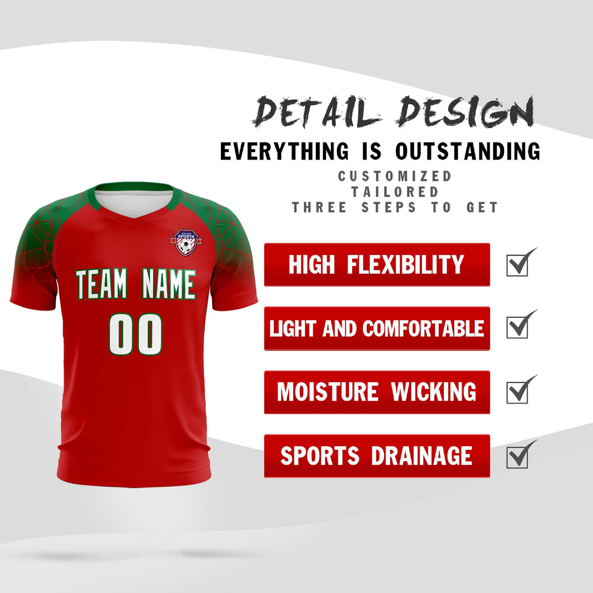 Custom Red Classic Football Training Kit Jersey For Adults/Kids