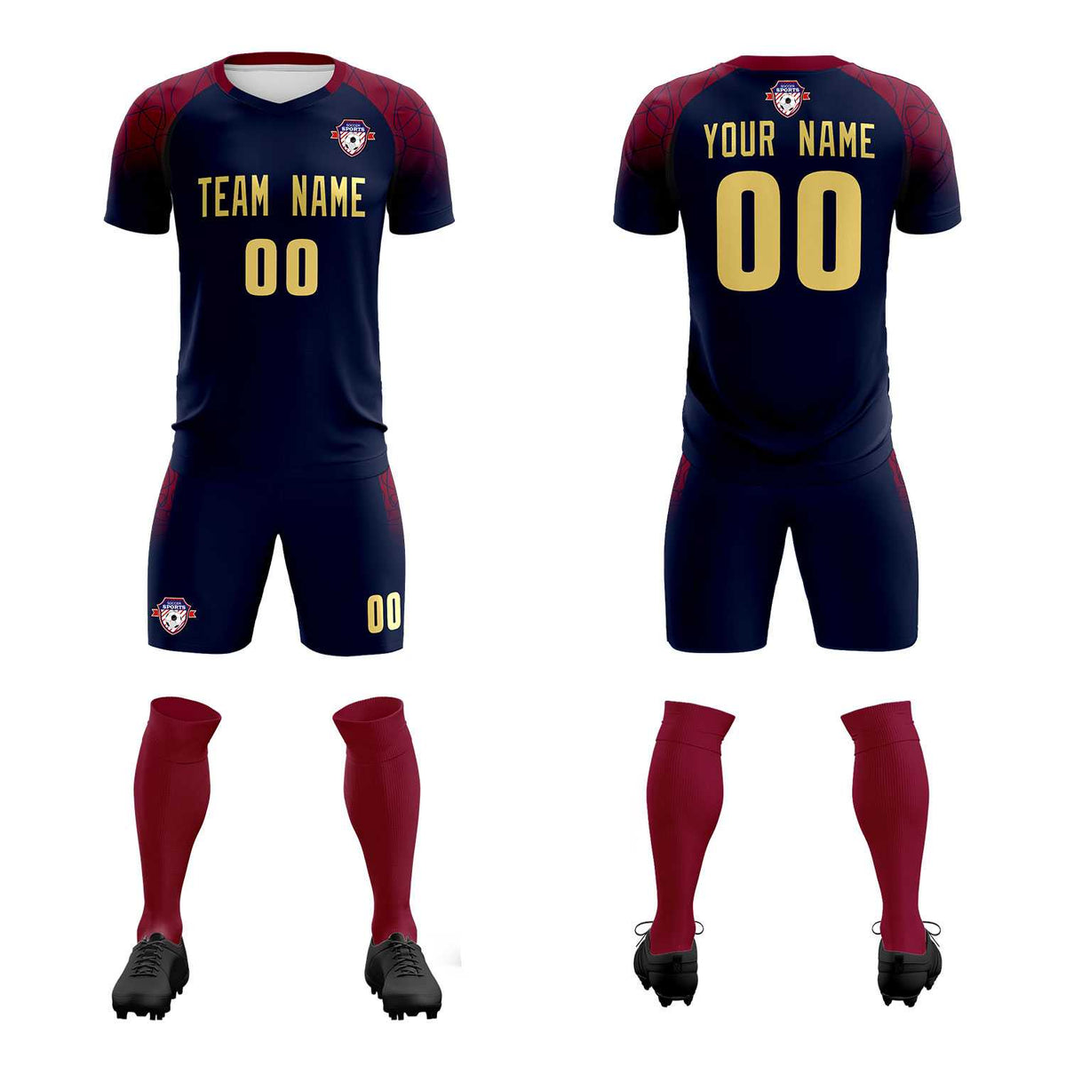 Custom Navy Classic Football Training Kit Jersey For Adults/Kids