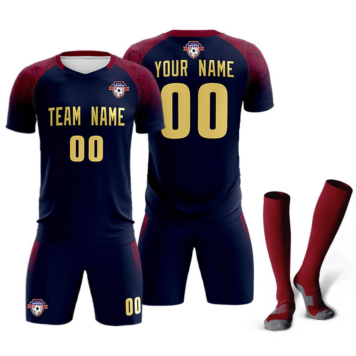 Custom Navy Classic Football Training Kit Jersey For Adults/Kids
