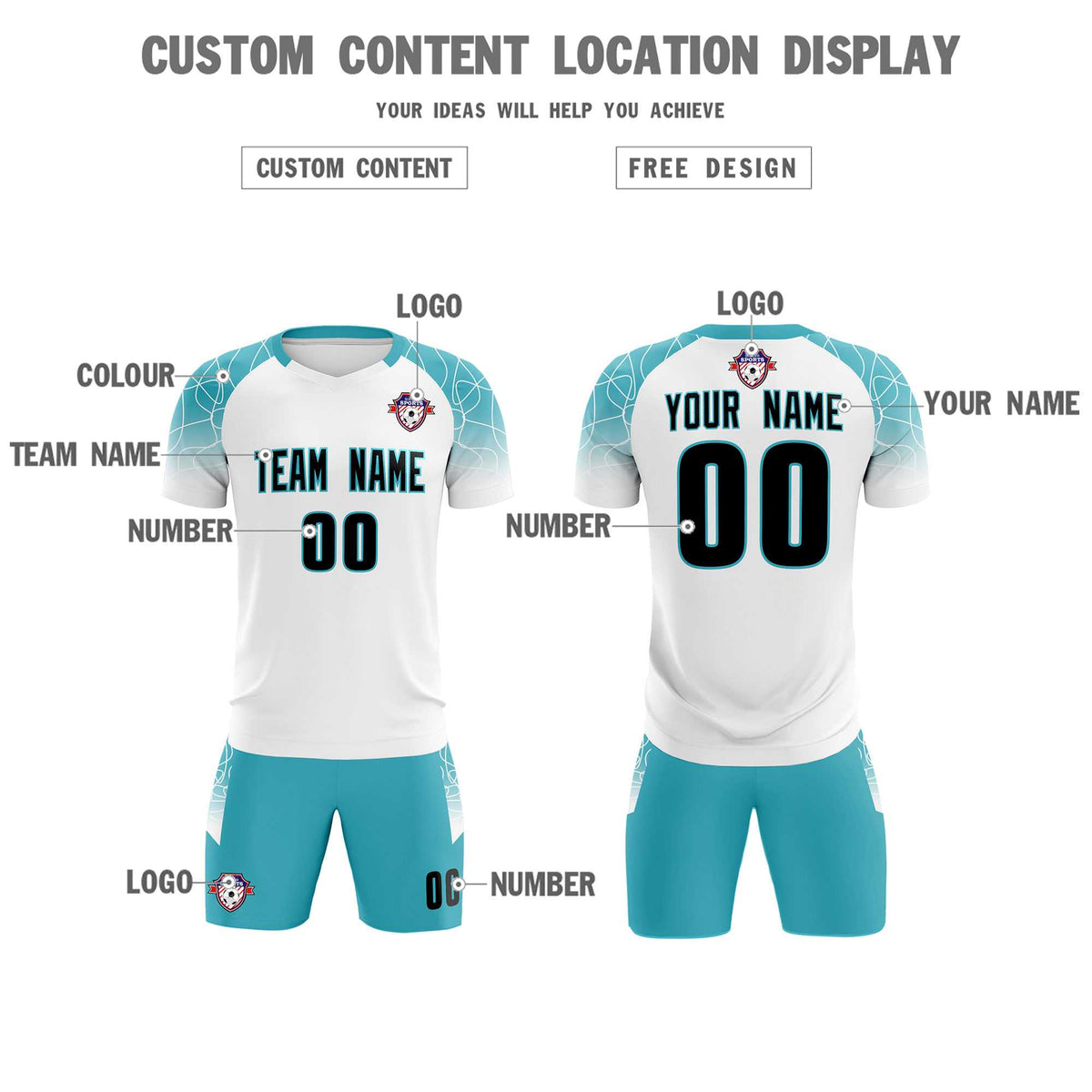 Custom White Classic Football Training Kit Jersey For Adults/Kids