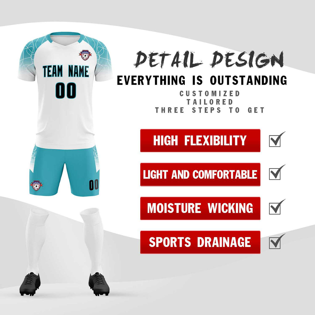 Custom White Classic Football Training Kit Jersey For Adults/Kids