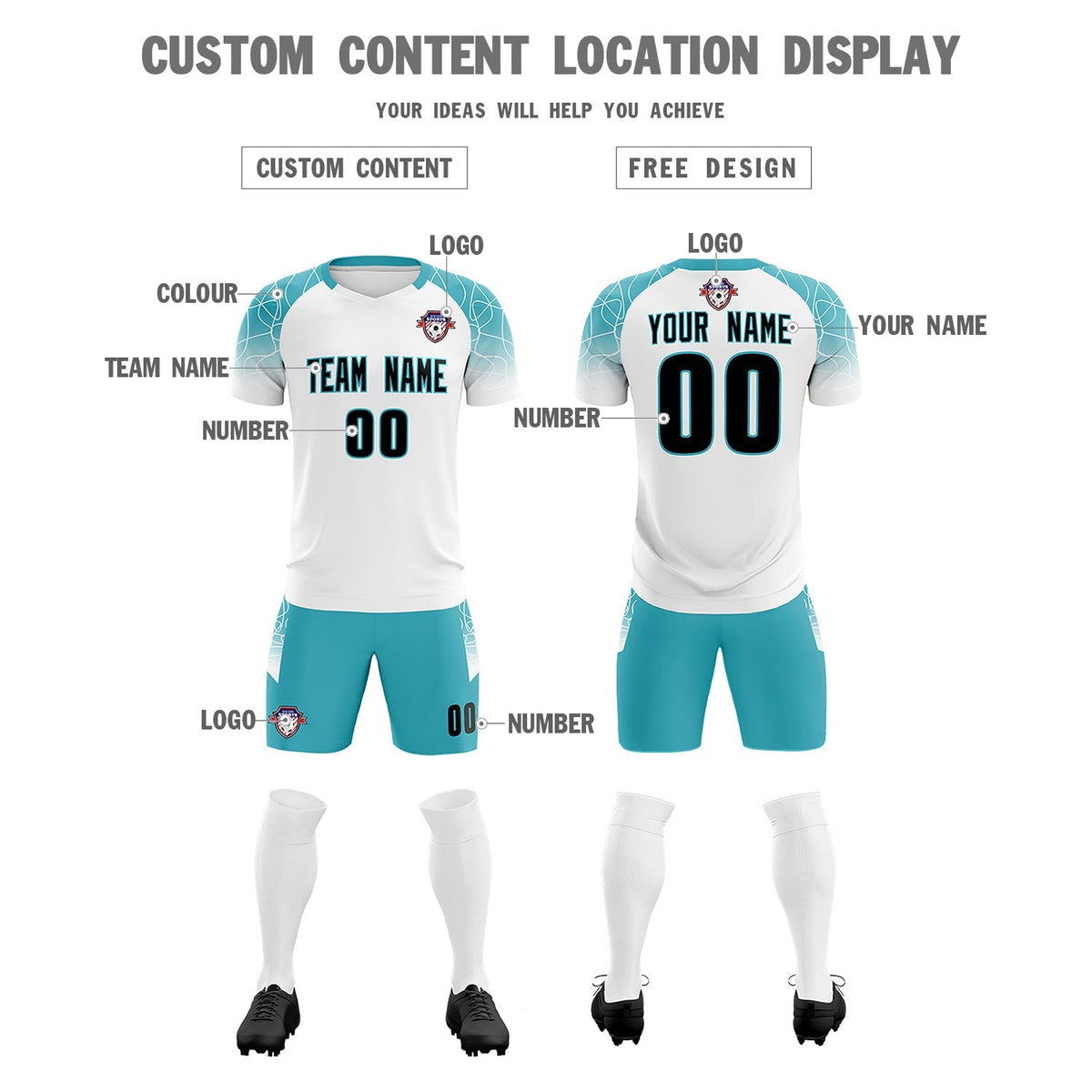 Custom White Classic Football Training Kit Jersey For Adults/Kids