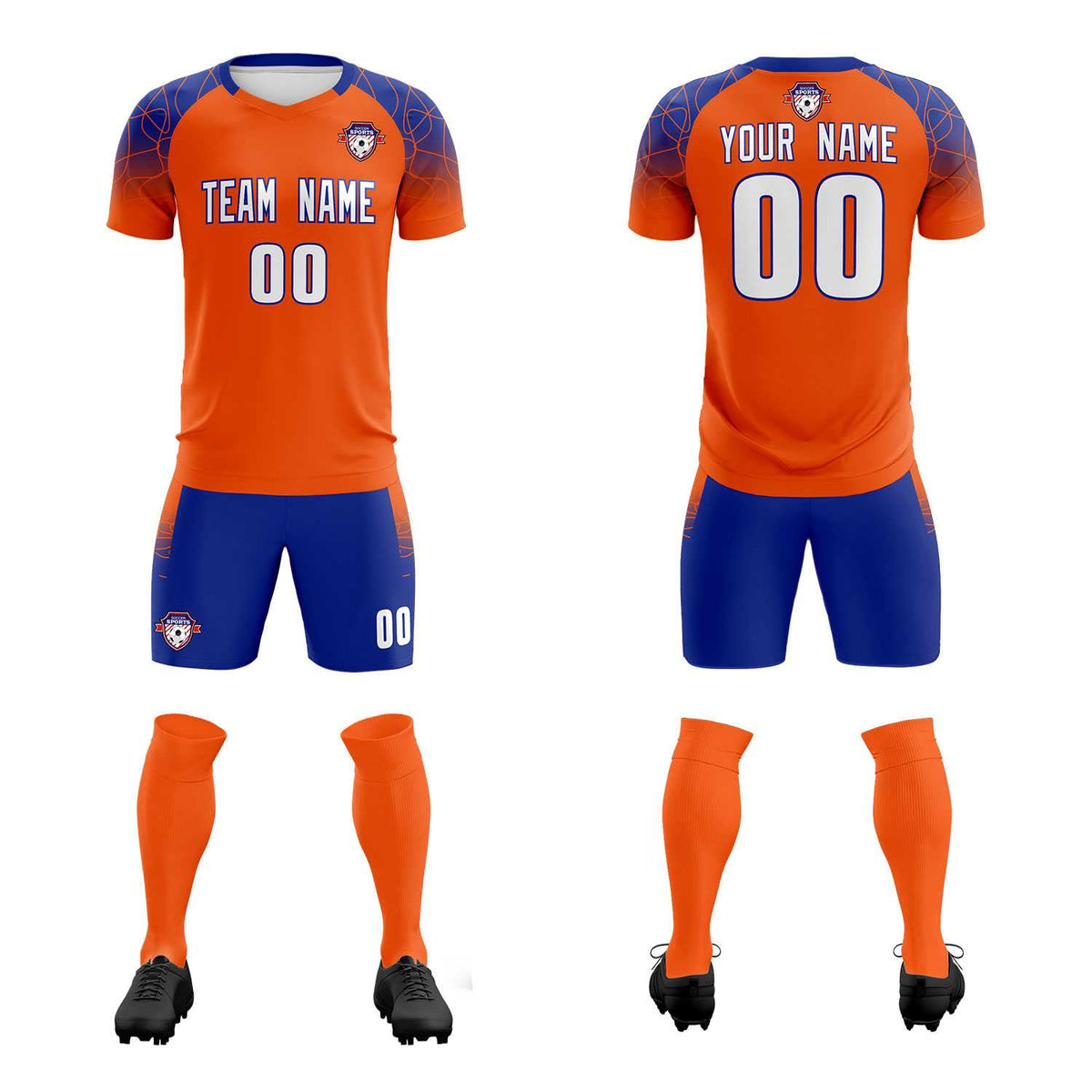 Custom Orange Classic Football Training Kit Jersey For Adults/Kids