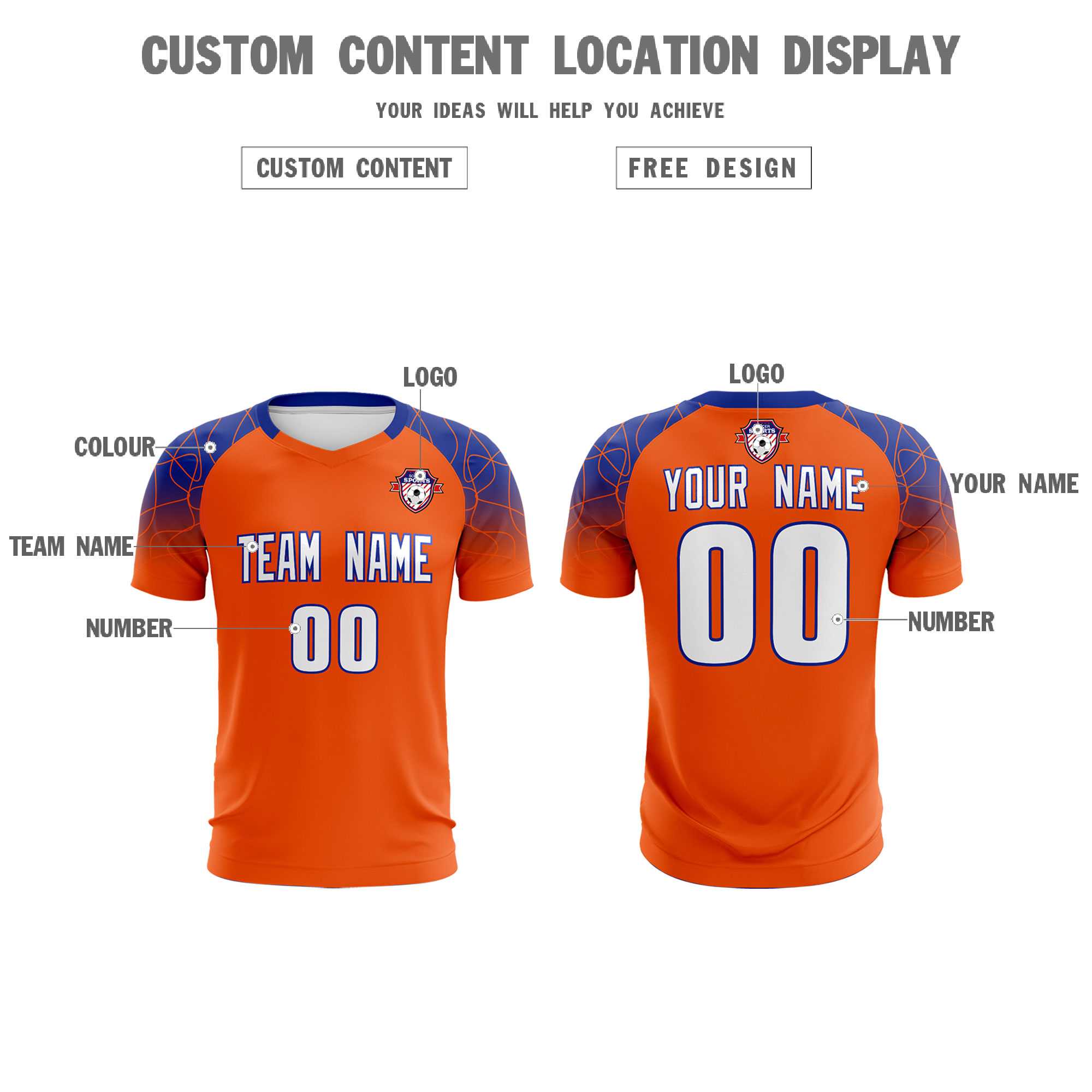 Custom Orange Classic Football Training Kit Jersey For Adults/Kids