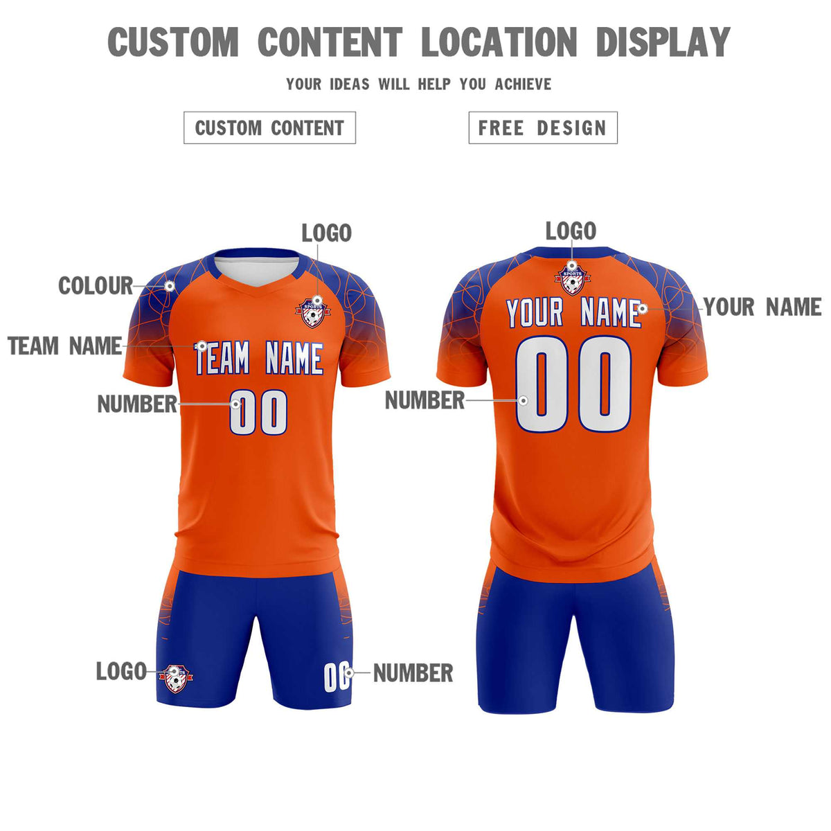 Custom Orange Classic Football Training Kit Jersey For Adults/Kids