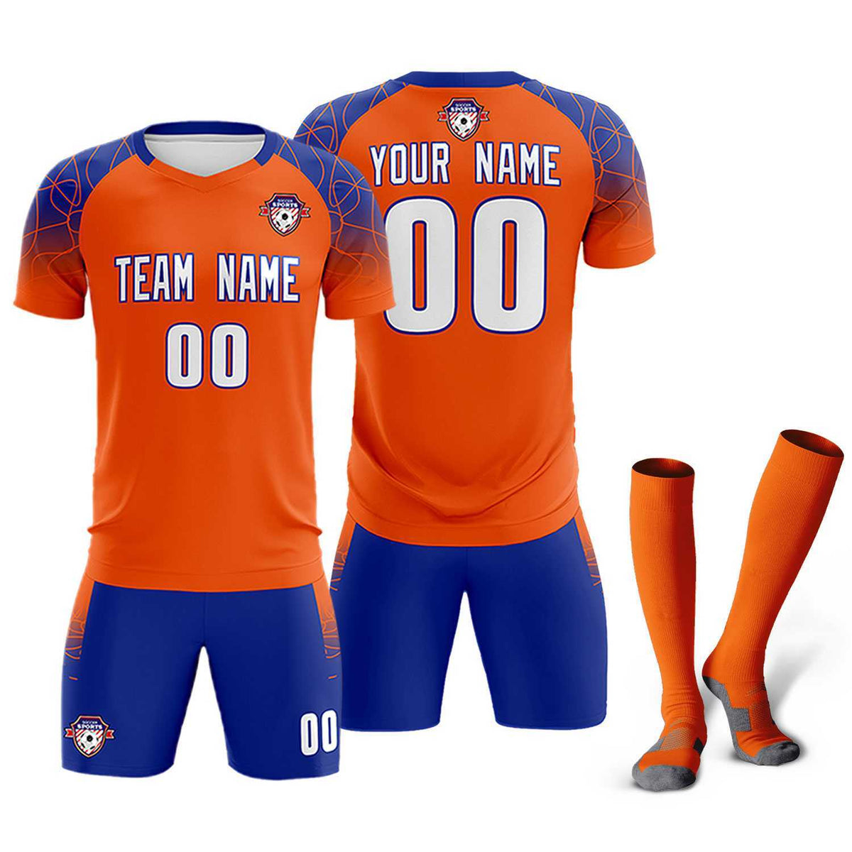 Custom Orange Classic Football Training Kit Jersey For Adults/Kids