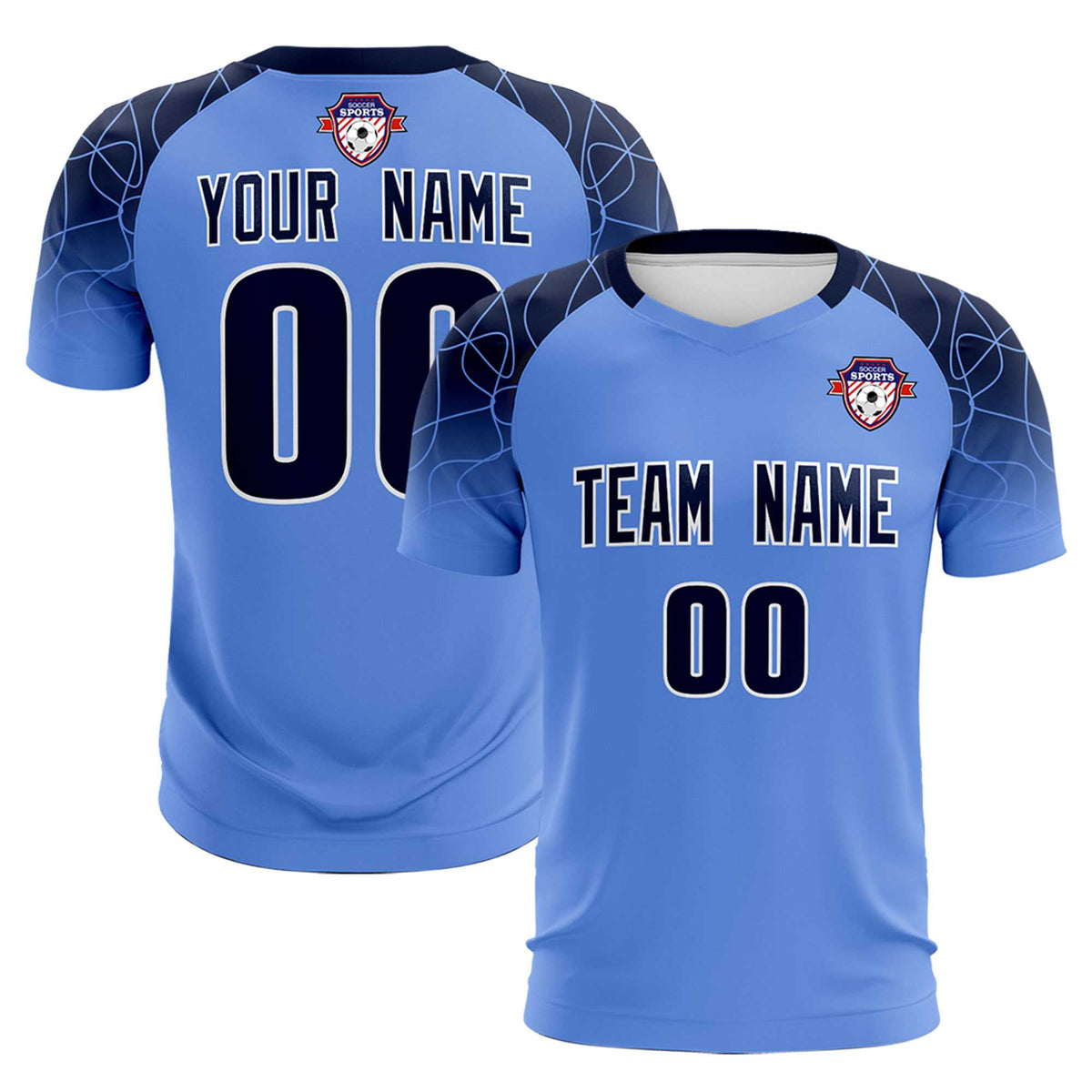 Custom Light Blue Classic Football Training Kit Jersey For Adults/Kids