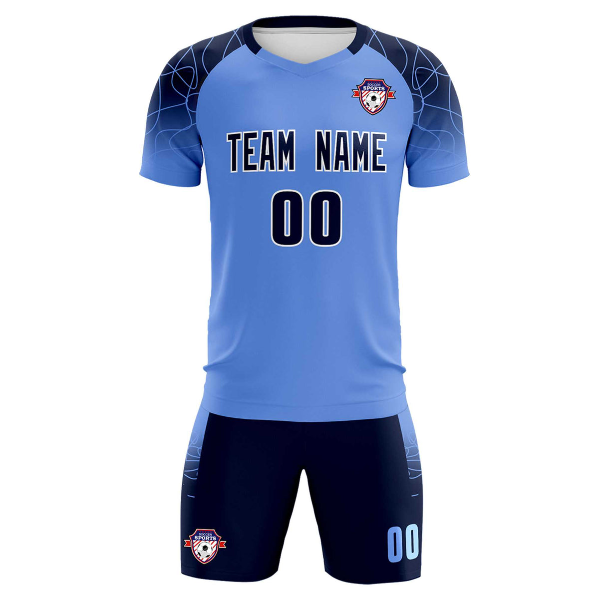 Custom Light Blue Classic Football Training Kit Jersey For Adults/Kids
