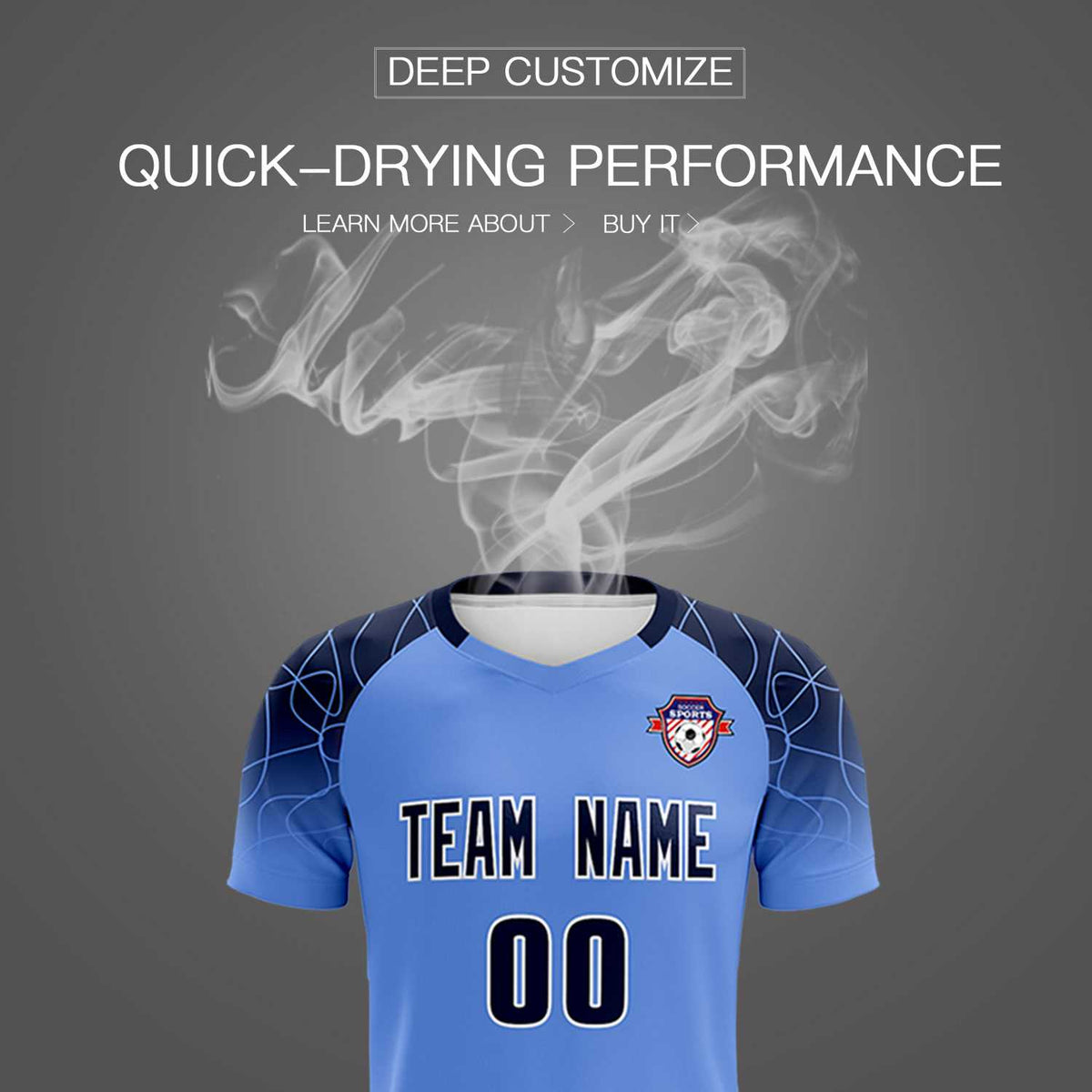 Custom Light Blue Classic Football Training Kit Jersey For Adults/Kids