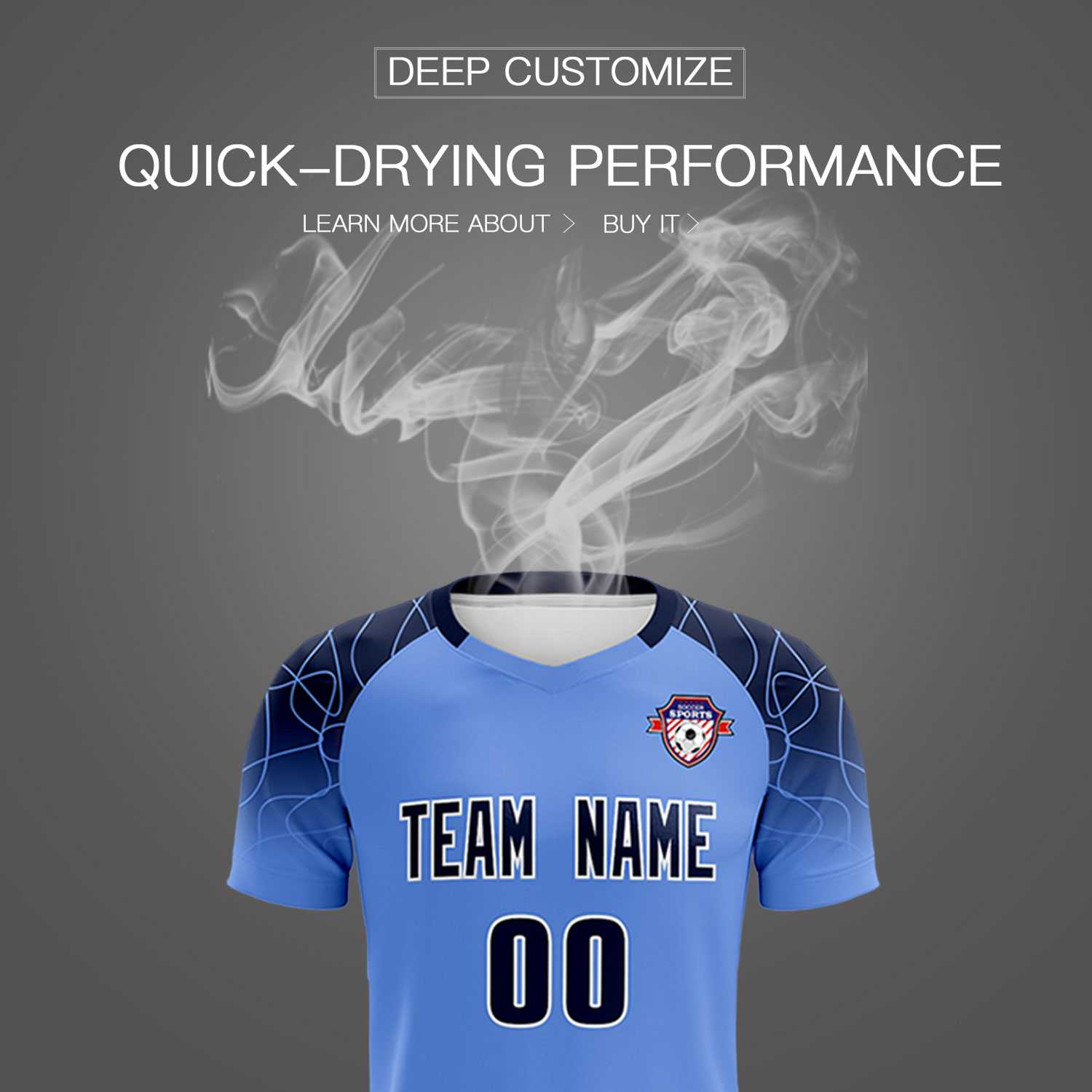 Custom Light Blue Classic Football Training Kit Jersey For Adults/Kids