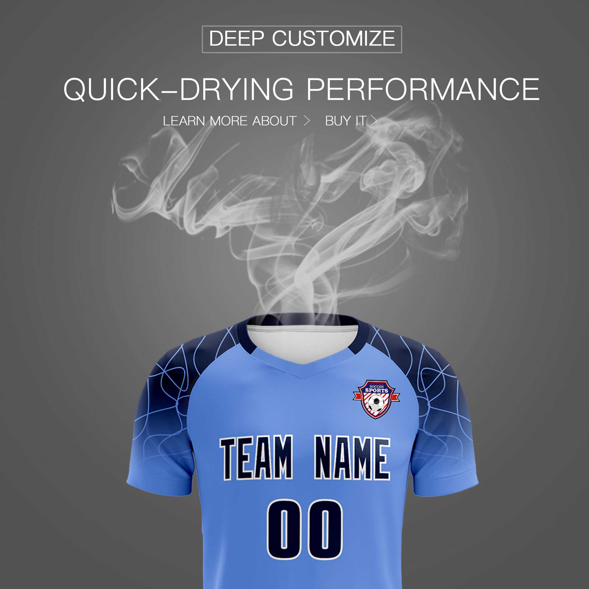 Custom Light Blue Classic Football Training Kit Jersey For Adults/Kids