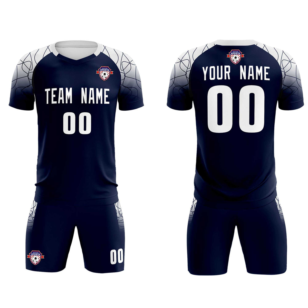 Custom Navy Classic Football Training Kit Jersey For Adults/Kids