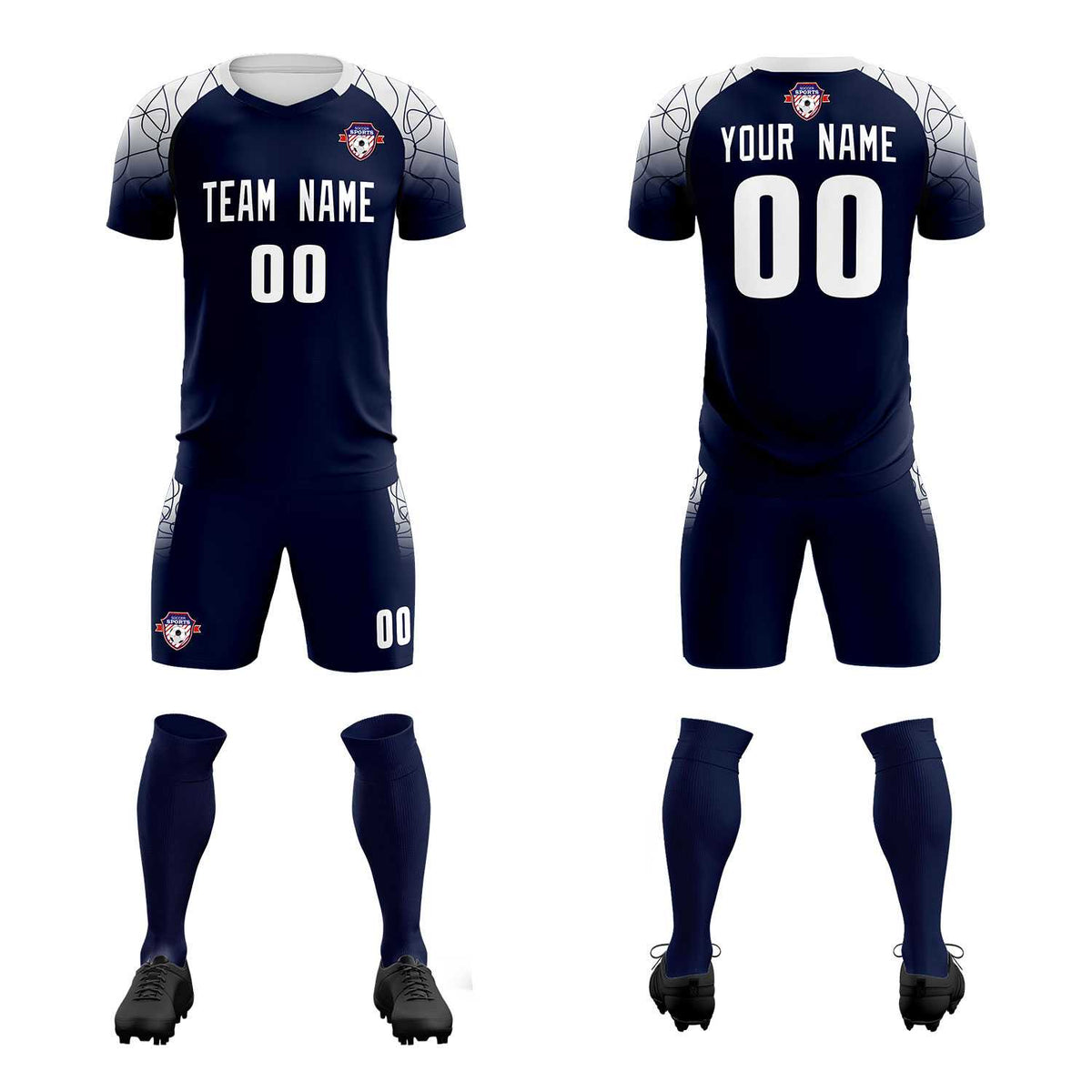 Custom Navy Classic Football Training Kit Jersey For Adults/Kids