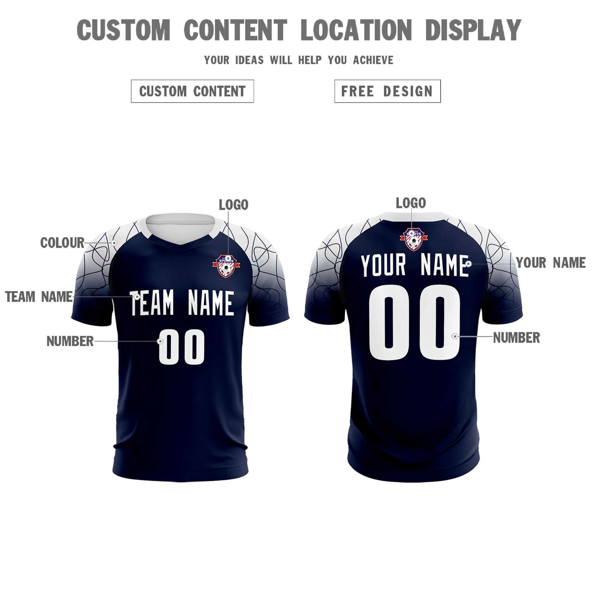 Custom Navy Classic Football Training Kit Jersey For Adults/Kids