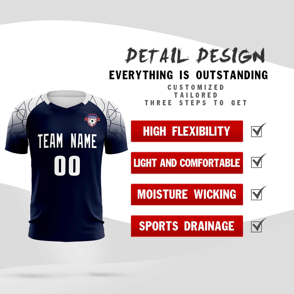 Custom Navy Classic Football Training Kit Jersey For Adults/Kids