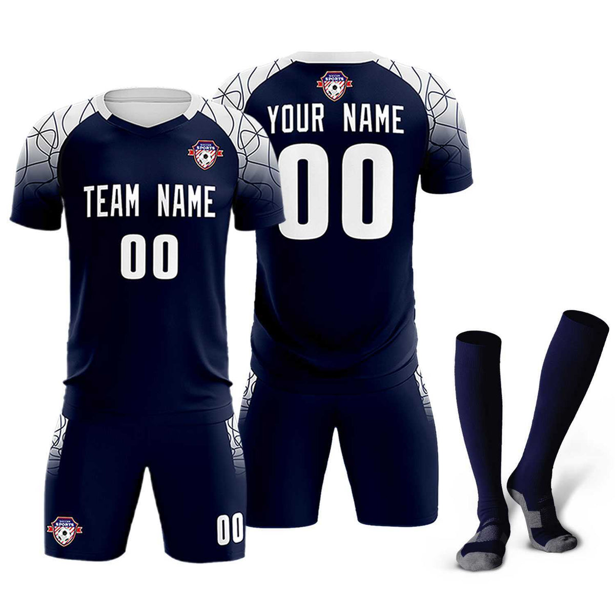 Custom Navy Classic Football Training Kit Jersey For Adults/Kids