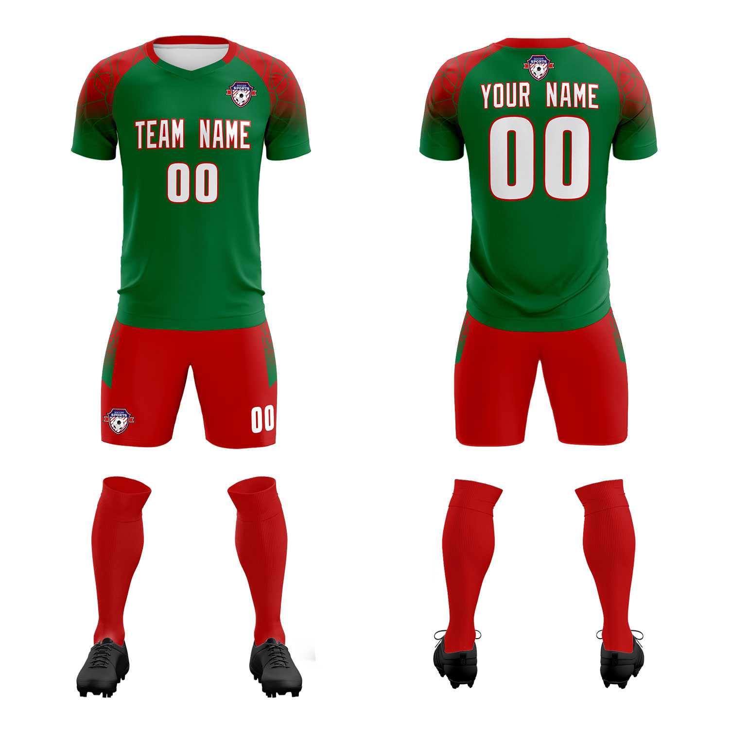 Custom Kelly Green Classic Football Training Kit Jersey For Adults/Kids