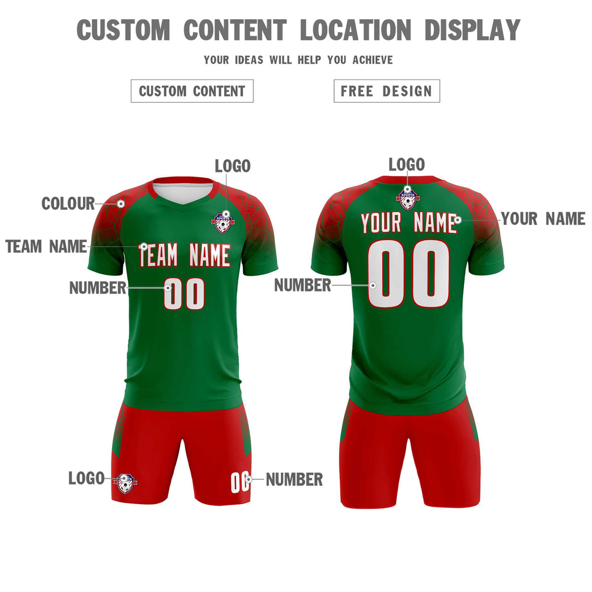 Custom Kelly Green Classic Football Training Kit Jersey For Adults/Kids