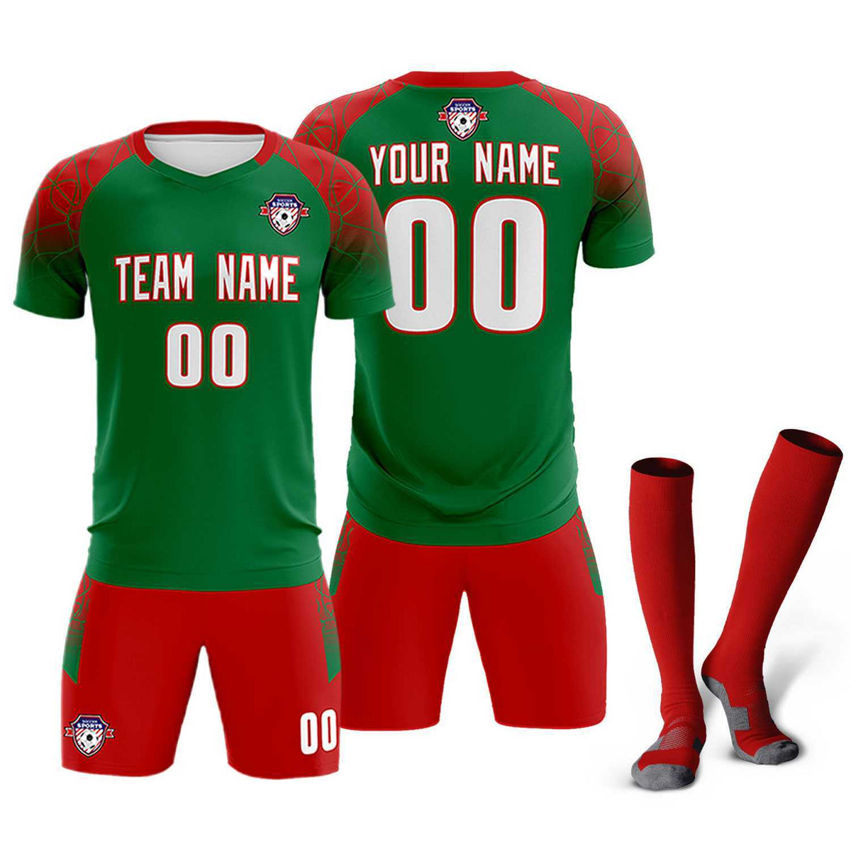 Custom Kelly Green Classic Football Training Kit Jersey For Adults/Kids