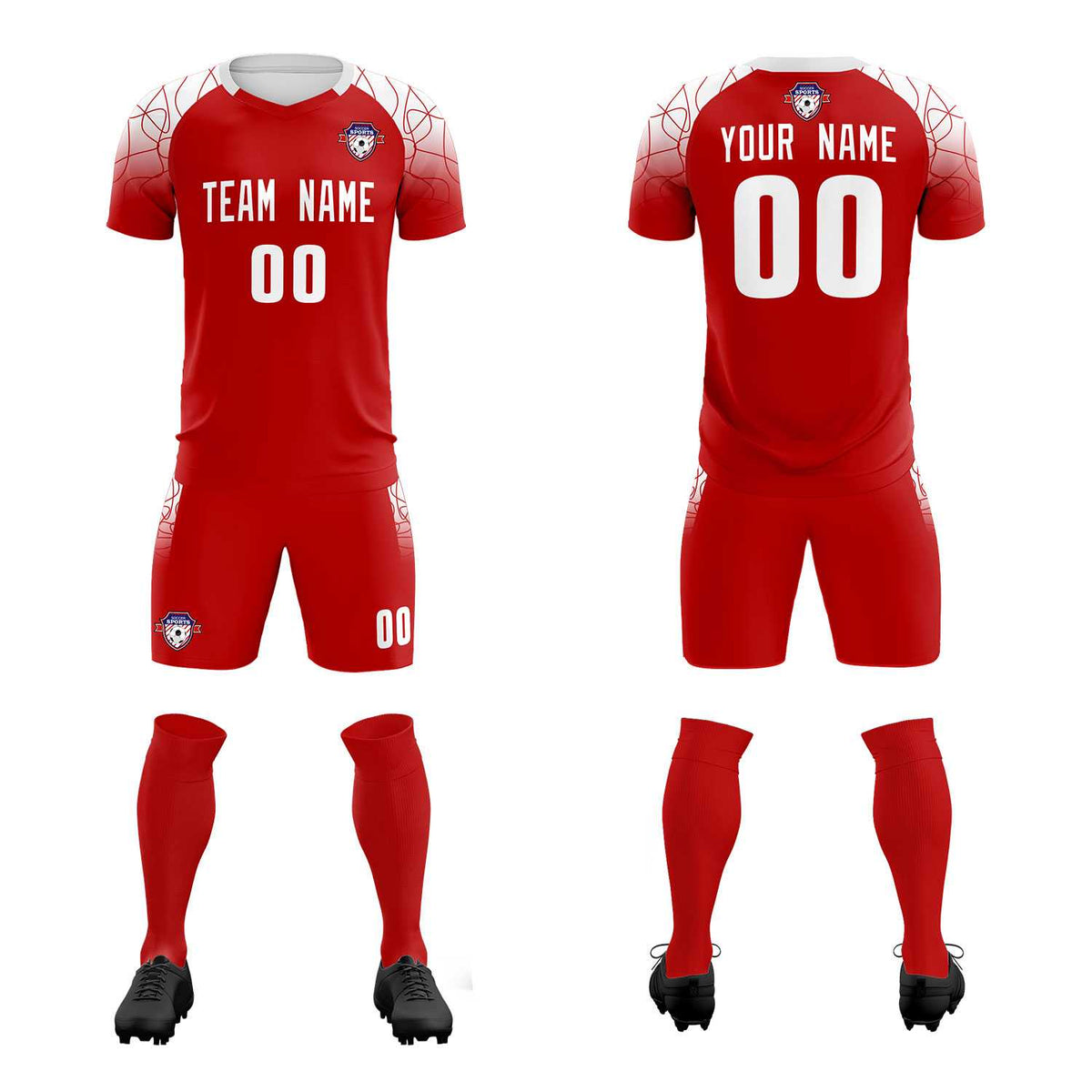 Custom Red Classic Football Training Kit Jersey For Adults/Kids