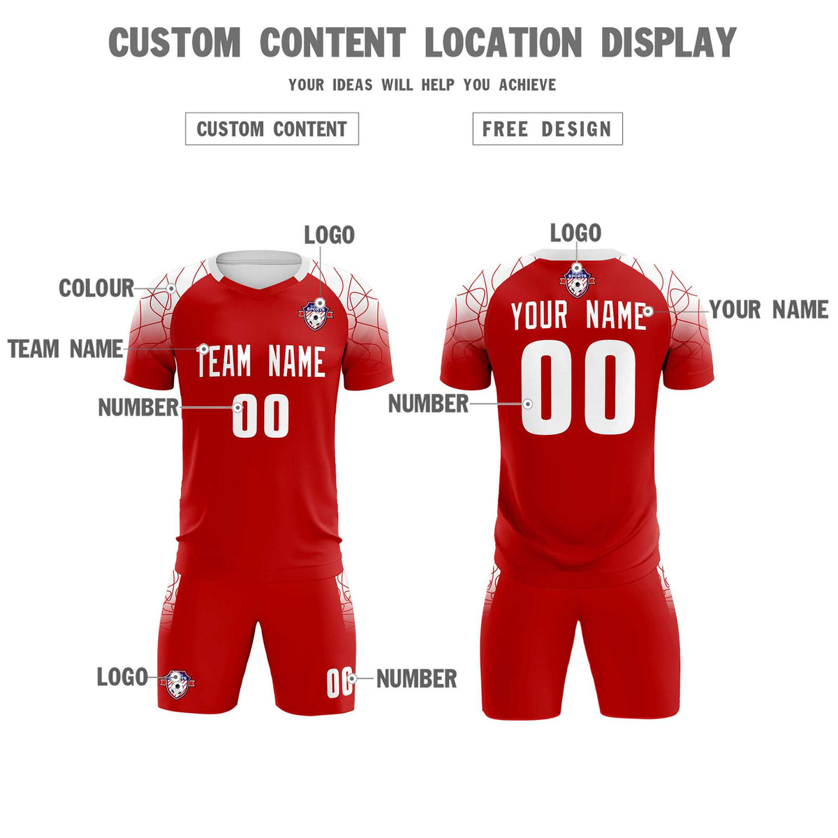 Custom Red Classic Football Training Kit Jersey For Adults/Kids