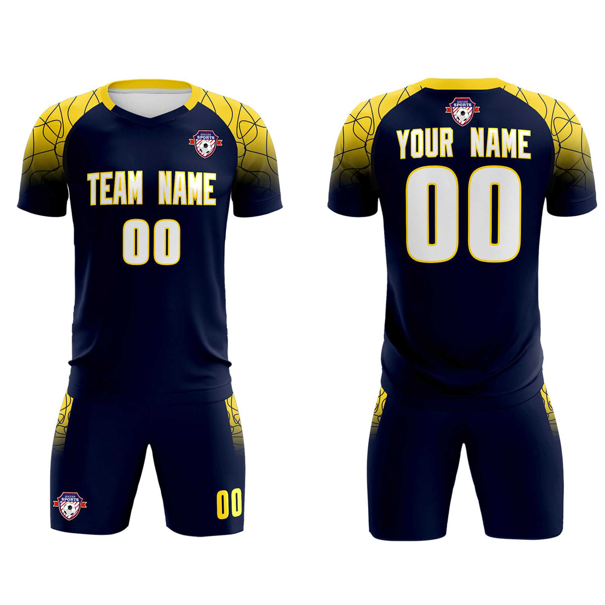 Custom Navy Classic Football Training Kit Jersey For Adults/Kids