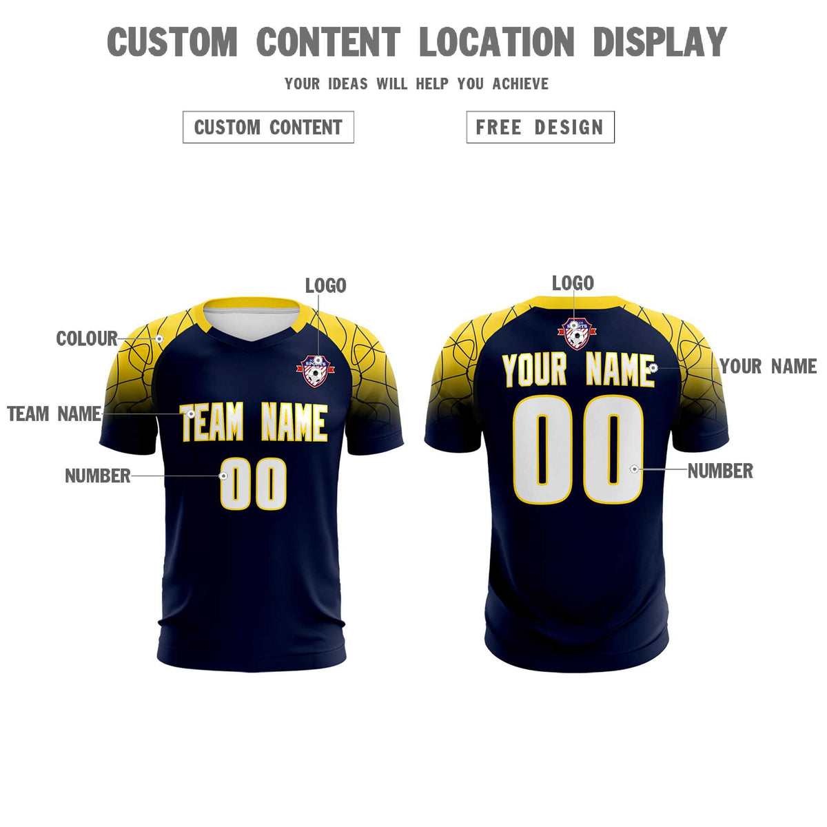 Custom Navy Classic Football Training Kit Jersey For Adults/Kids