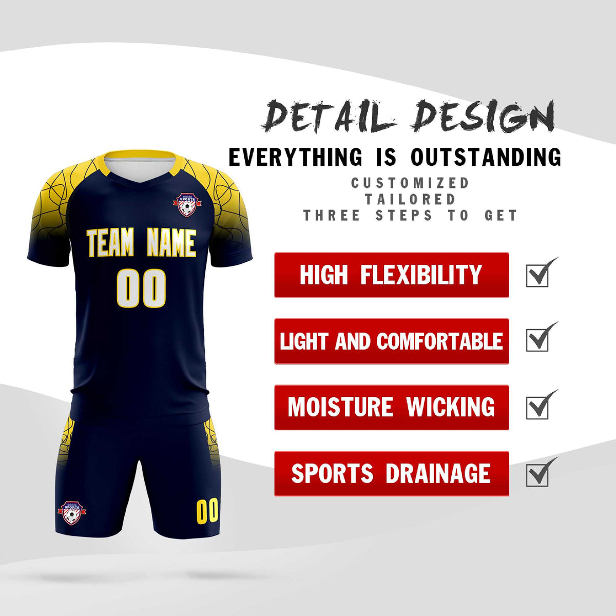 Custom Navy Classic Football Training Kit Jersey For Adults/Kids